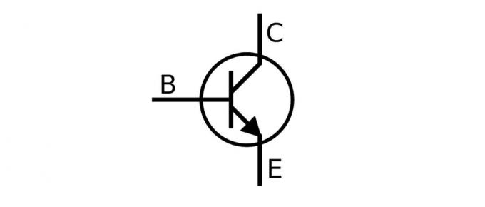 Grafický symbol tranzistoru v obvodu