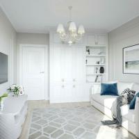 Velmi světlý obývací pokoj s plně bílým nábytkem - měkké, krásné, jednoduché, ale připomíná nemocnici